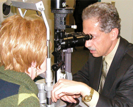 Dr Tayfour diagnosing a cataract